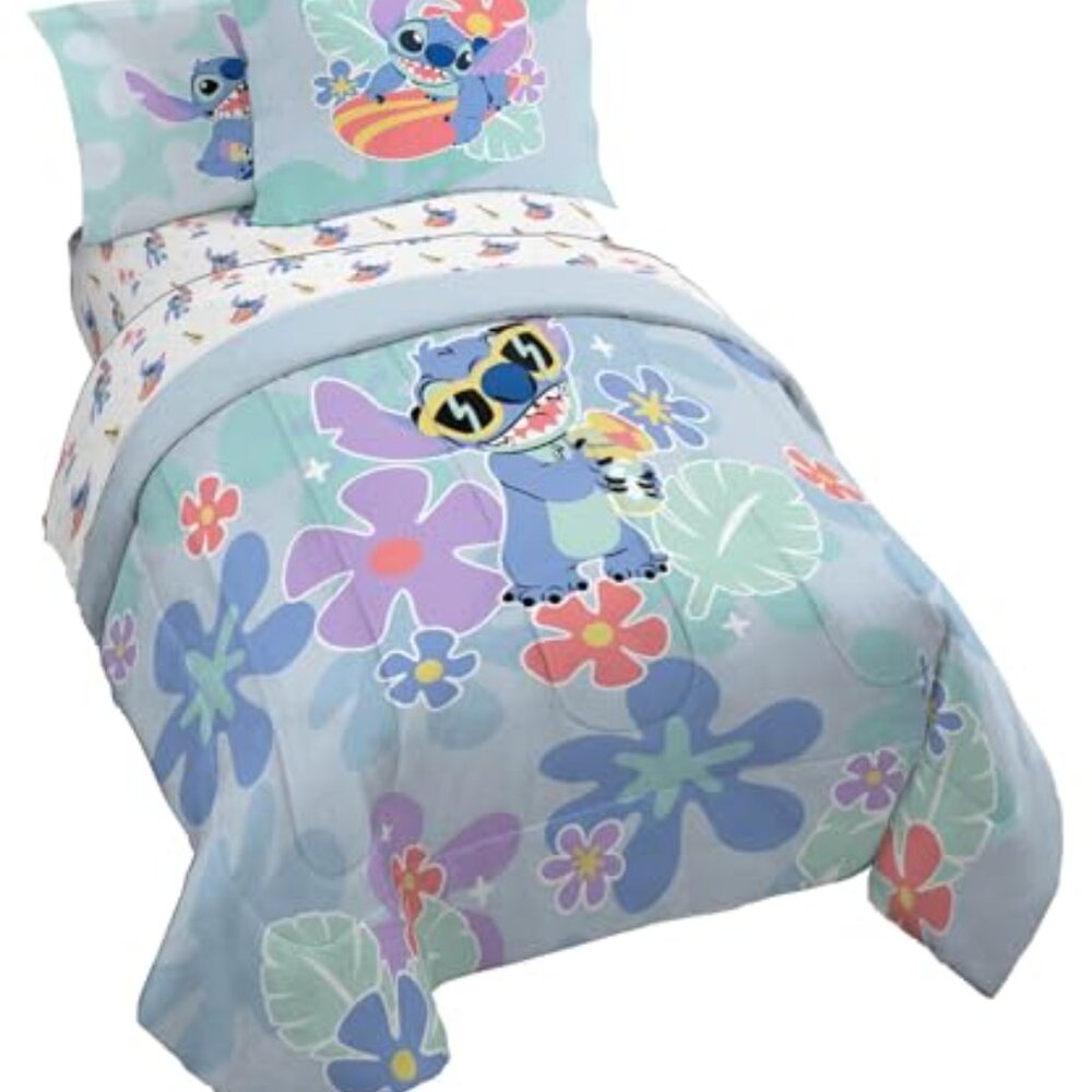 Disney Stitch Blue and Purple Twin Bedding Set NWT